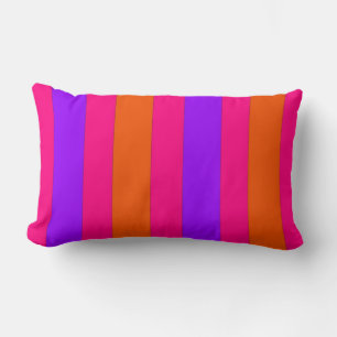 Rectangle Coussin à rayures orange, rose et violet