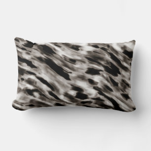 Rectangle Coussin Abstrait en soie noir et blanc