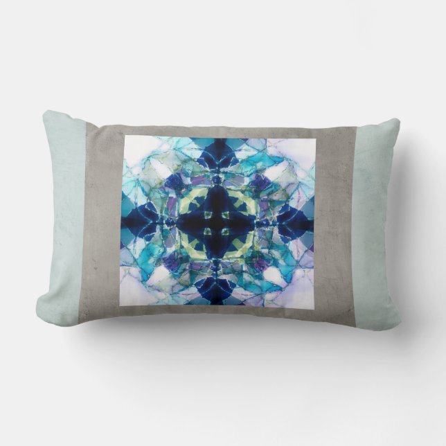 Rectangle coussin bleu et blanc design d'art abstrait (Recto)