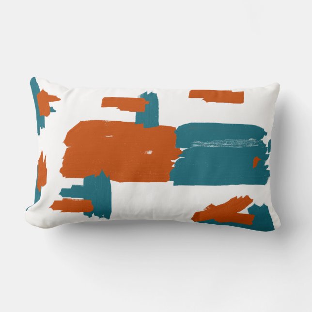 Rectangle Coussin Blocs de Turquoise Foncé Rouge Art Abstrai (Recto)
