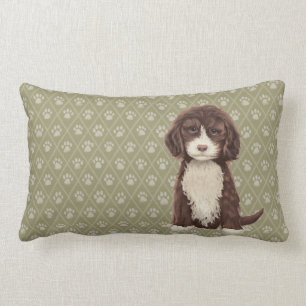 Rectangle Coussin Brown de vert de chien de