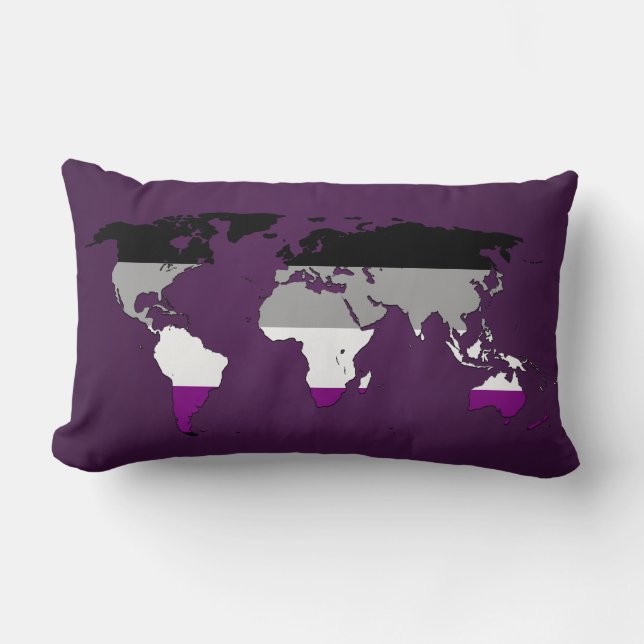 Rectangle Coussin carte du monde de la fierté de l'aséxualit (Recto)