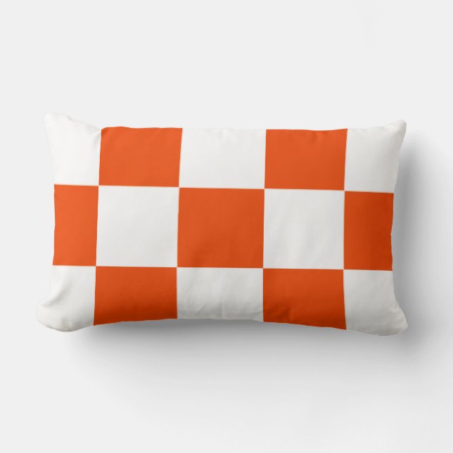 Rectangle Coussin Checkered orange de carrés blancs (Recto)