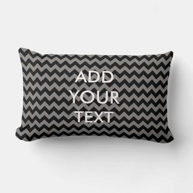 Rectangle Coussin Chevron noir et gris personnalisé (Recto)