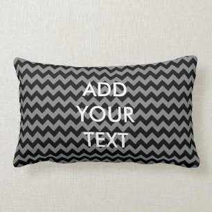 Rectangle Coussin Chevron noir et gris personnalisé