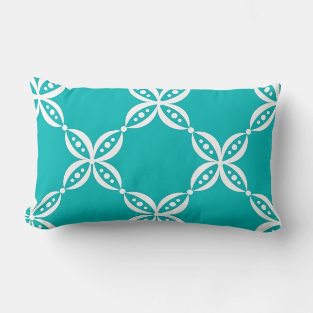 RECTANGLE COUSSIN CHIC _134 TURQUOISE/FLORAL BLANC (Recto)