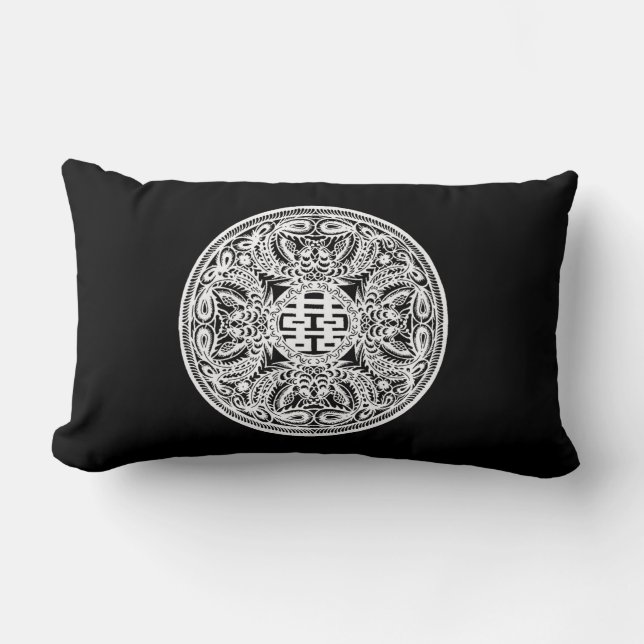 Rectangle Coussin chinois double bonheur (Recto)