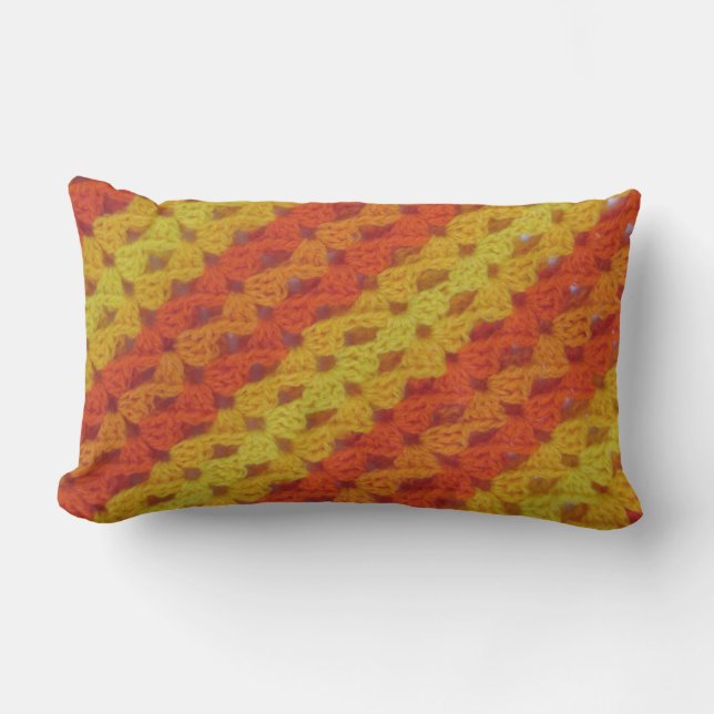 Rectangle Coussin - Crochet - Coques orange et jaune (Recto)