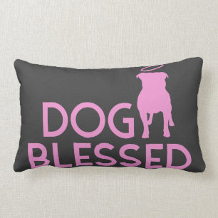 Rectangle Coussin d'accent d'ange de pitbull béni "par