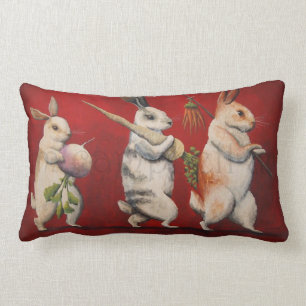 Rectangle Coussin d'accent de famille de lapin par Tim