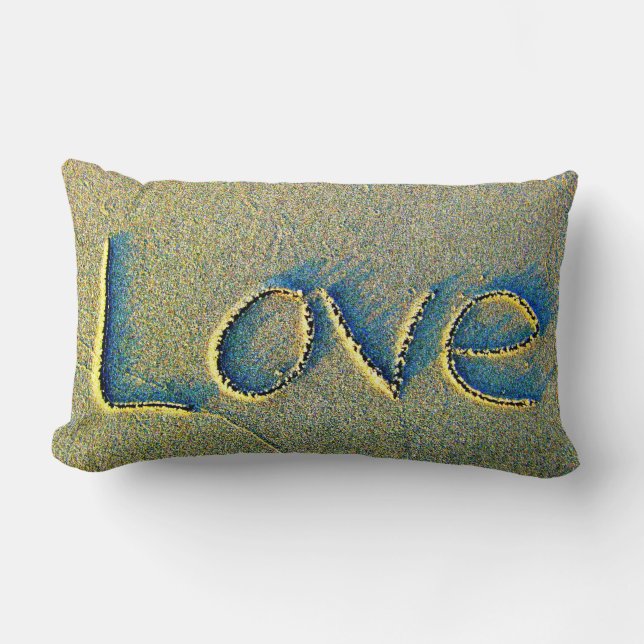Rectangle Coussin d'amour d'écriture de sable (Recto)