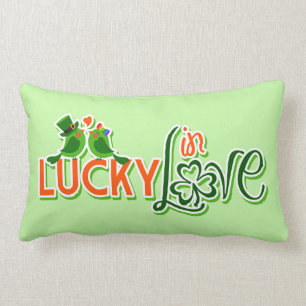 Rectangle Coussin d'amour Shamrock irlandais Green Lovebirds