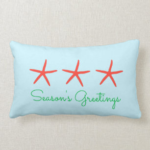 Rectangle Coussin de 3 Bonnes Fêtes d'étoiles de mer