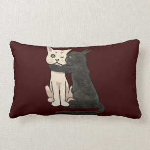 Rectangle Coussin de baiser mignon de couples de chat de