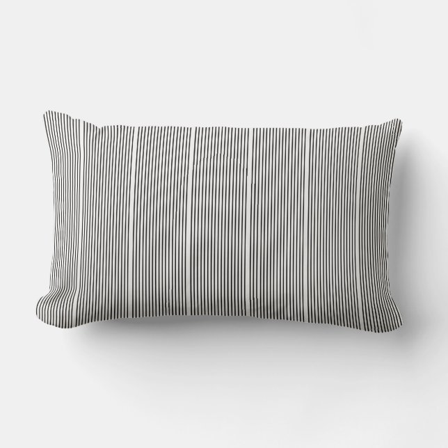 Rectangle Coussin de bande noir et blanc (Recto)