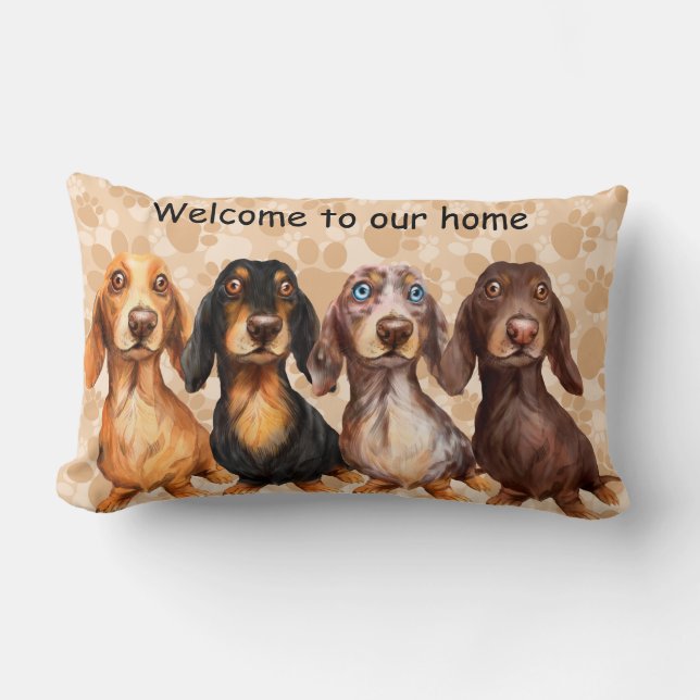 Rectangle Coussin de bienvenue Dachshund (Recto)