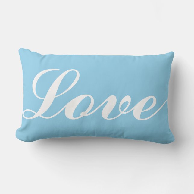 Rectangle Coussin de bois - Amour (bleu clair) (Recto)