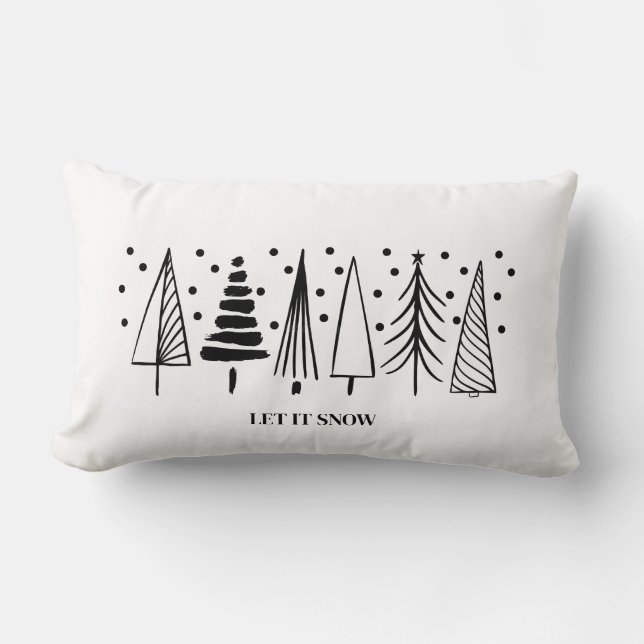 Rectangle Coussin de Bois - Que la neige tombe sur les Pins (Recto)