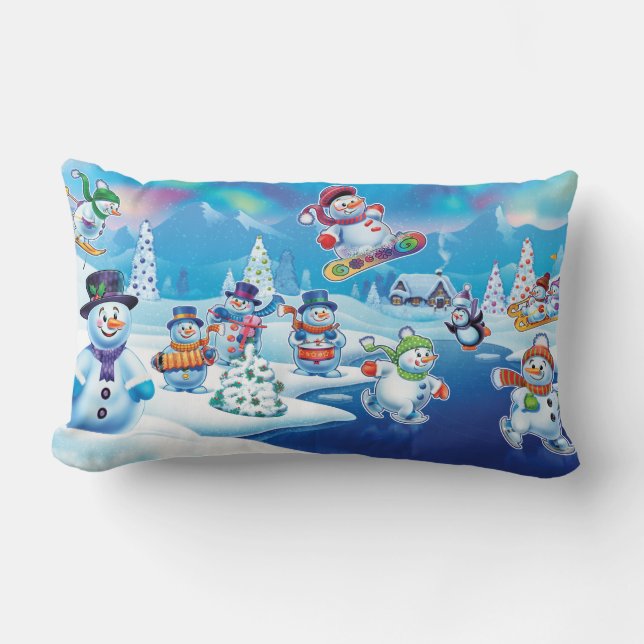 Rectangle Coussin de bonhommes de neige du pays des (Recto)