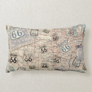 Rectangle Coussin de carte de route de l'itinéraire 66