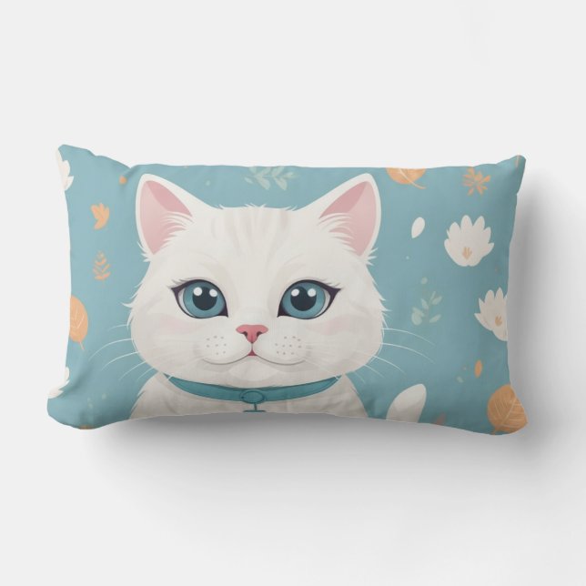 Rectangle Coussin de chat blanc (Recto)