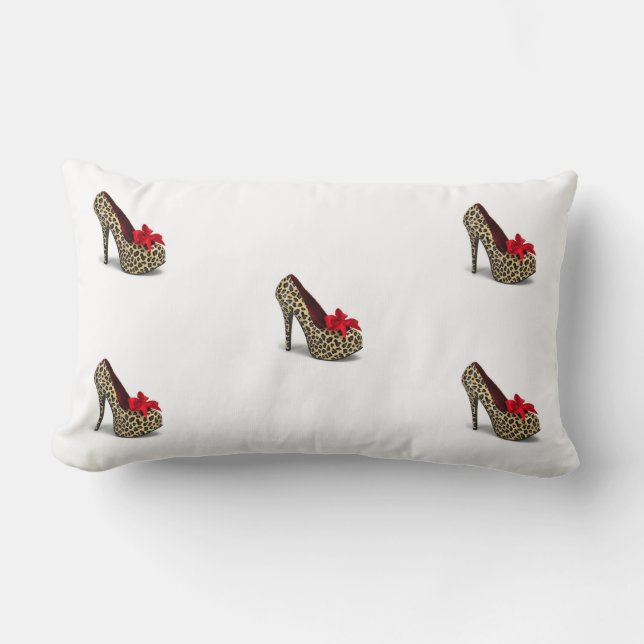 Rectangle Coussin de chaussure de léopard de talon haut (Recto)