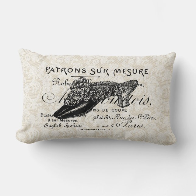 Rectangle coussin de chaussures vintage français (Recto)