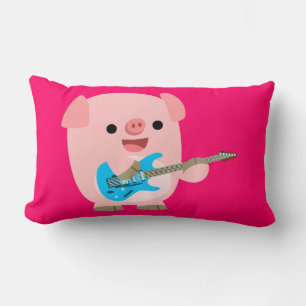 Rectangle Coussin de cochon de dessin animé rock mignon