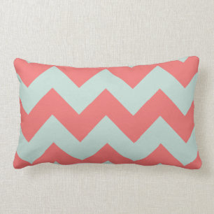 Rectangle Coussin de corail et de menthe vert Chevron