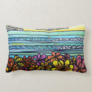 Rectangle Coussin de coton de surf de flower power