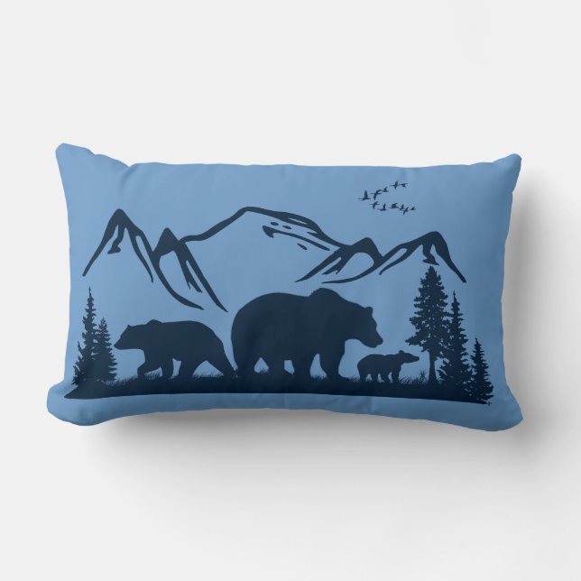 Rectangle Coussin de décor de loge d'ours (personnalisez) (Recto)