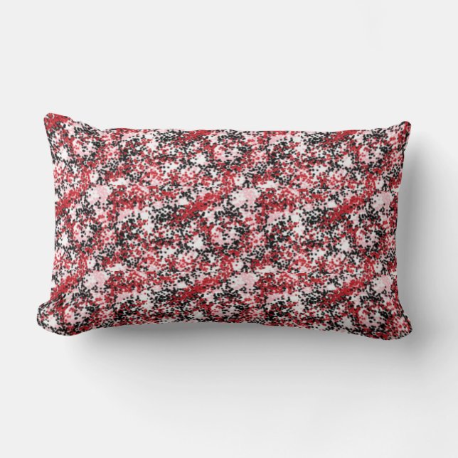 Rectangle Coussin de design rouge, rose, noir, blanc (Recto)