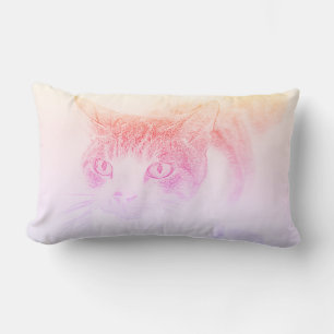 Rectangle Coussin de dessin de visage de chat mignon