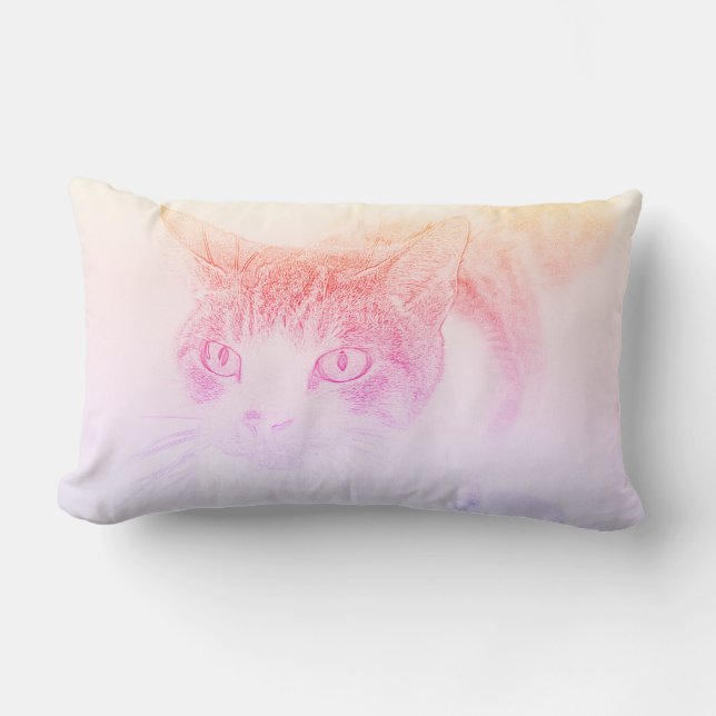 Rectangle Coussin de dessin de visage de chat mignon (Recto)