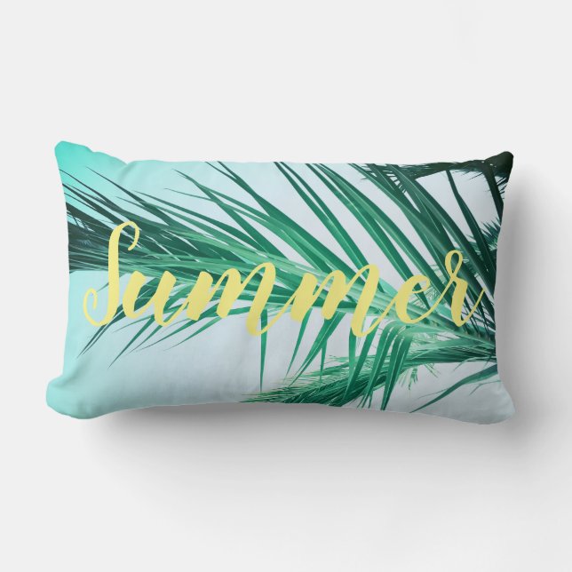 Rectangle Coussin de feuilles de palmier aux vibrations esti (Recto)