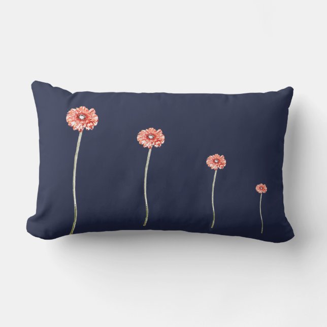 Rectangle Coussin de fleur de gérbera chrysanthème rouge pâl (Recto)