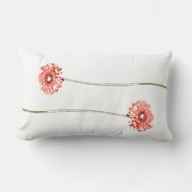 Rectangle Coussin de fleur de gérbera chrysanthème rouge pâl (Recto)