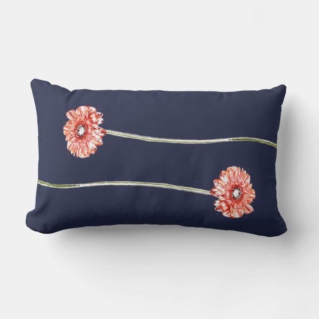 Rectangle Coussin de fleur de gérbera chrysanthème rouge pâl (Recto)