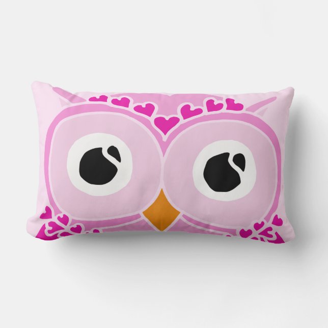 Rectangle Coussin de hibou : Chouette à visage rose (Recto)