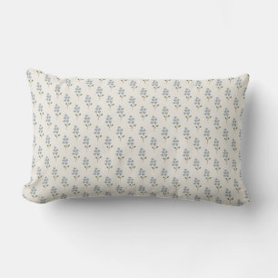 Rectangle Coussin de jet minimaliste à motif floral bleu