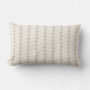 Rectangle Coussin de jet minimaliste à rayures florales rose