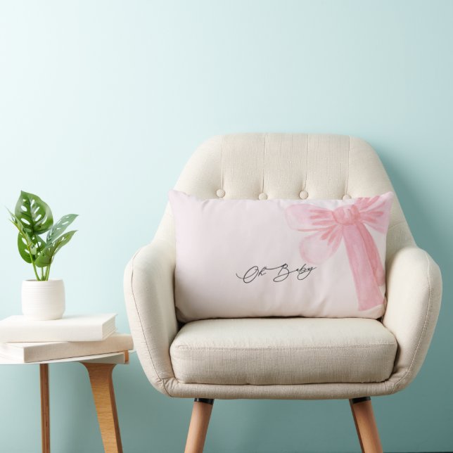 Rectangle Coussin de jet moderne aquarelle rose Oh Baby (Chaise)