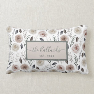 Rectangle Coussin de jet personnalisé à motif floral aquarel