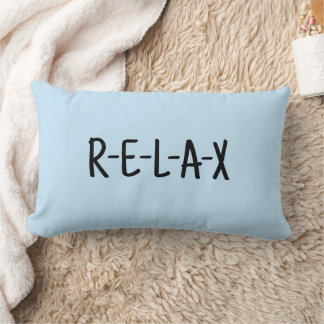 Rectangle Coussin de jet Relax bleu clair avec écriture noir