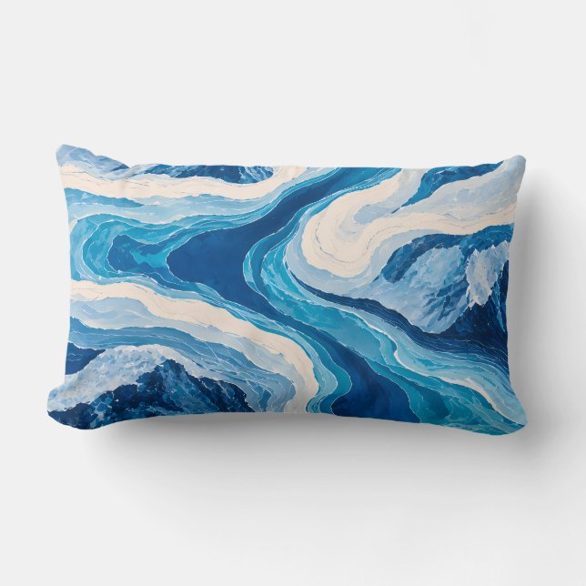 Rectangle Coussin de jet Topographie abstraite de glacier bl (Recto)