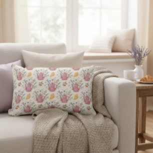 Rectangle Coussin de jeté doodle pour le thé fantaisiste