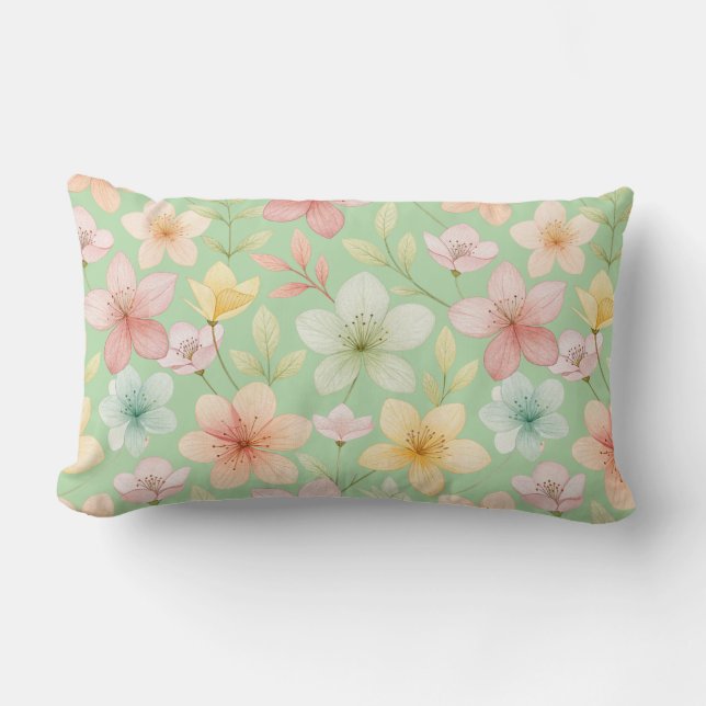 Rectangle Coussin de jeté lombaire Fleur de menthe (Recto)