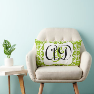 Rectangle Coussin de la mariée de Monogramme noir Apple Gree