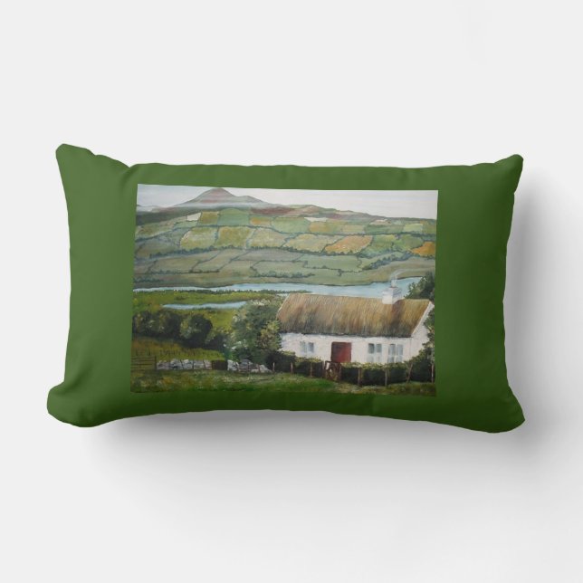 Rectangle Coussin de lancer lombaire irlandais Cottage Irlan (Recto)