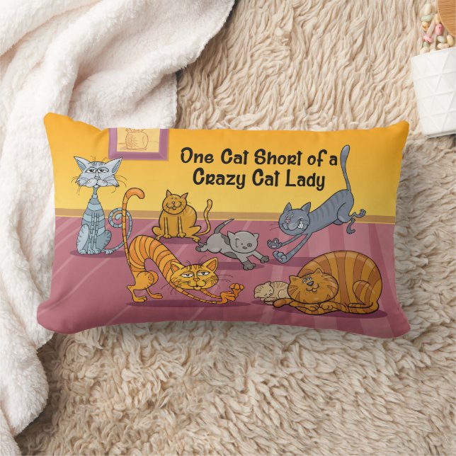 Rectangle Coussin de lancer pour dame aux chats folles (Couverture)